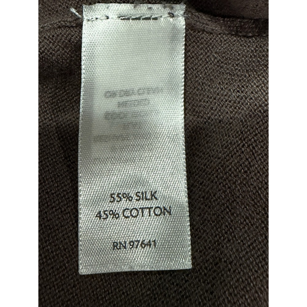 J. Jill Silk Cotton Blend Turtleneck Sweater Taupe Brown Shirred Petite Medium - Picture 5 of 6